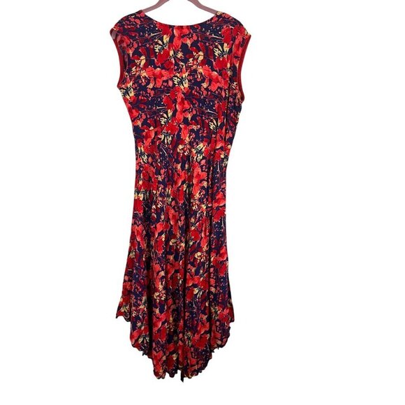 Dress M Red Floral l Maxi Retro Y2K Boho Western Preppy Classic Feminine Flowy - Picture 1 of 15